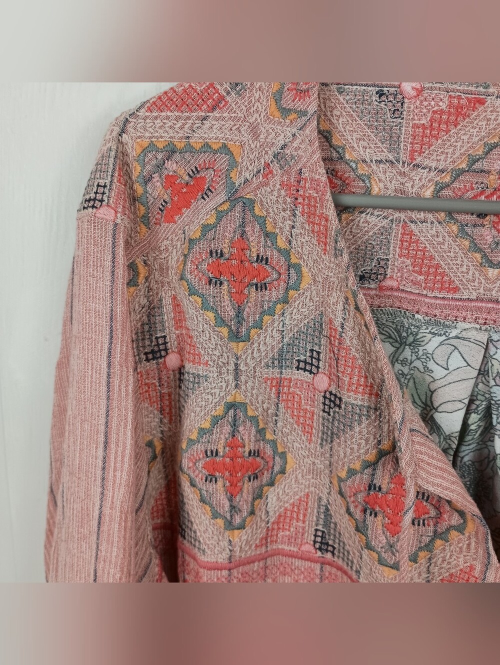 John Mark Linen Tunic Blouse Top 3X Embroidered Floral Tassels 3/4 Sleeves Boho - Picture 4 of 12